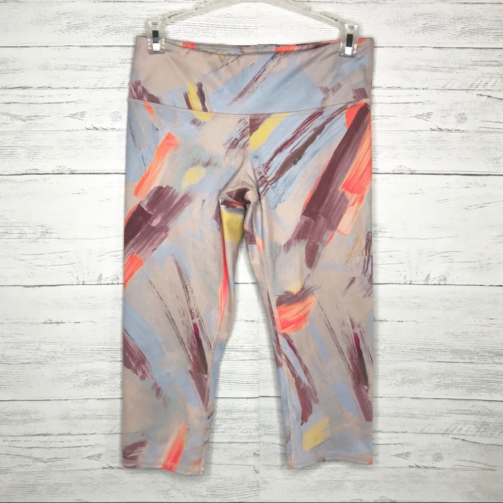 Pink Airbrush Multi Color Crop Capri Leggings